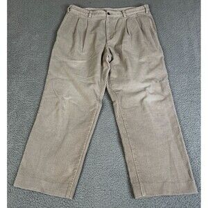 Brooks Brothers  Corduroy Pants Men 38 x 32 Beige Khaki Pleated Tapered Leg